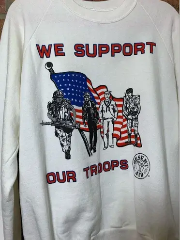 Jerzees Vintage we support our troops veteran military sweatshirt