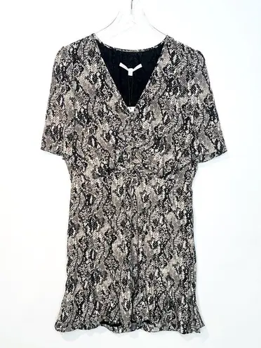 Veronica Beard Ried Python Snakeskin Brown Silk Crepe Mini Dress Size 14 NWT