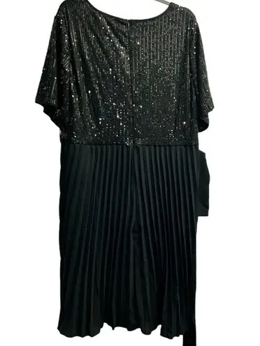Bloomchic Black Sequin Pleated Tie Waist Dress Size 18/20