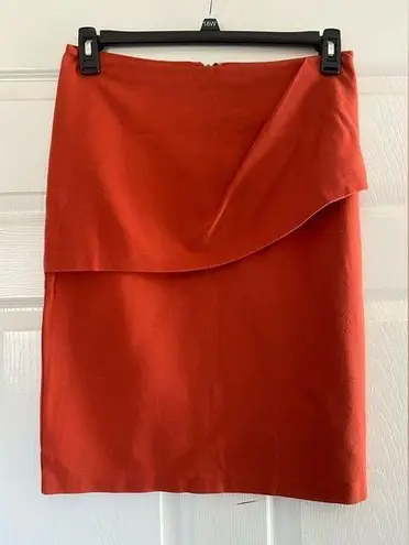 CAbi  Burnt Orange Overlay Wrap Pencil Skirt Knee Length Career Size 6