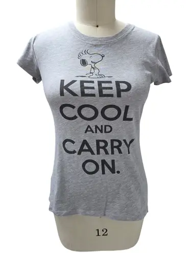 Peanuts Snoopy “Keep Cool and Carry On” Gray Graphic Tee – Size L Size L