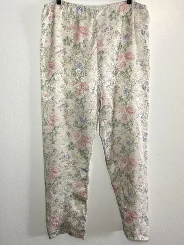 Vintage Lucie Ann II Satin Pajama Set 60s Flutter Blouse Pant Lace Floral 1X