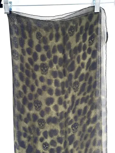 Alexander McQueen Skull Leopard Print Silk Scarf Made in Italy 52" x 52"