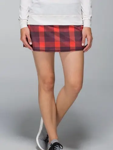 Lululemon Y2K  Pace Setter Skirt Yama Check Heathered Flaming Tomato Sz8 Rare thumbnail 7