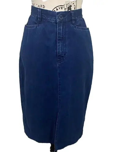 Vintage Lizware Front Split Cotton Long Navy Denim Skirt Size10 Blue Size 10