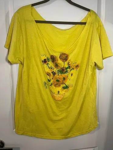 Boutique Artist Vincent Van Gogh Sunflower Painting Off The Shoulder Blouse XL