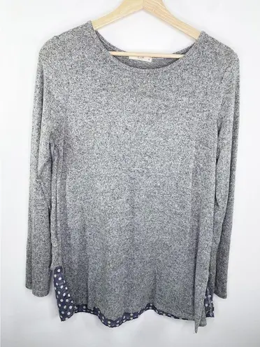 Le lis  Grey White Contrast Polka Dot Long Sleeve Shirt Women's Size Medium M