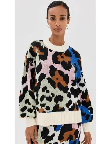 Farm Rio NWT Colorful Leopard Knit Sweater in Animal Print Wool Pullover L - Image 7