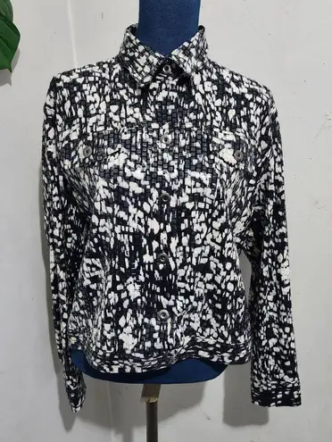 Notations Black White Sequin Shimmer Shirt Jacket Top Shacket