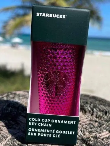 Starbucks Hot seller- NWT sangria pink Christmas ornament keychain cold cup 2022