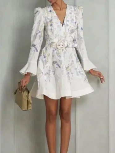 Zimmermann Cream and Purple Floral Long Sleeve Dress