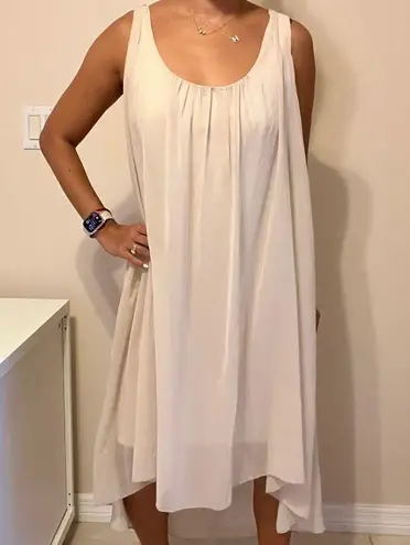 Premise Scoop Neck High Low Beige Cream Dress Lined Size M