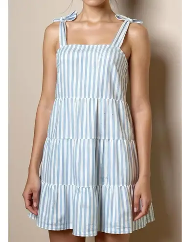 Sézane Anne Swiss Dots Striped Dress, Blue/White, FR36/US4