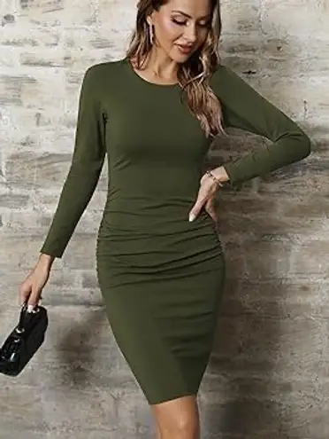 Missufe Long Sleeve Bodycon Green Dress