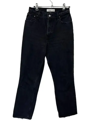 Abercrombie & Fitch Abercrombie Curve Love 90s Straight Jeans Women’s Size 26 Black High Rise Frayed - Image 2