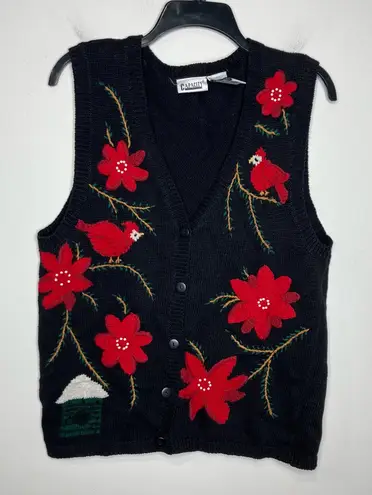 Capacity cardinals sweater vest black red women’s size large winter holiday