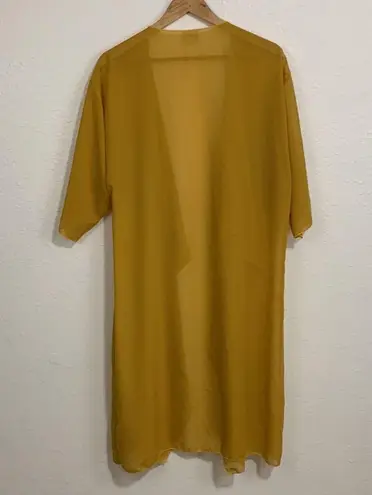 LuLaRoe  Solid Mustard Yellow Sheer Shirly Kimono Size M