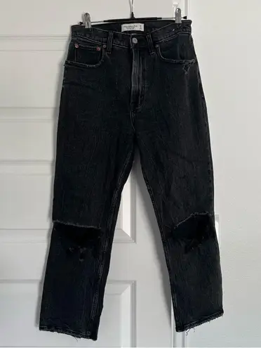 Abercrombie & Fitch Abercrombie The Ankle Straight Ultra High Rise Jeans Curve Love Black 27 4 Short