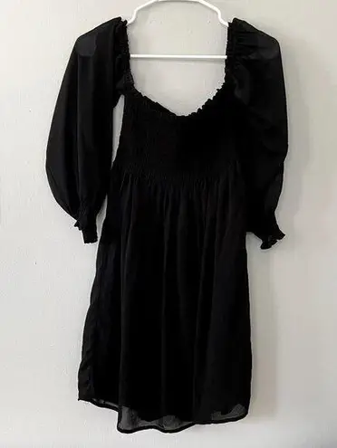 Rebellion black knee length shirred dress off the shoulder sleeves women size M