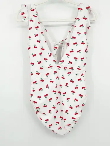 NWT Marina West Womens Beach UPF 50+ Tie Plunge Cherry One Piece Swimsuit Size L Red Size L