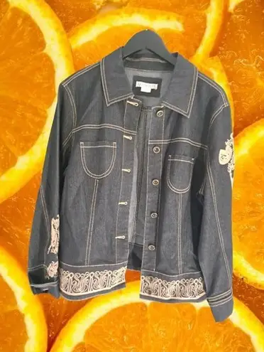 ANN Trinity Denim Jacket with Ornate Designs‎ Size L Blue Size L - Image 1