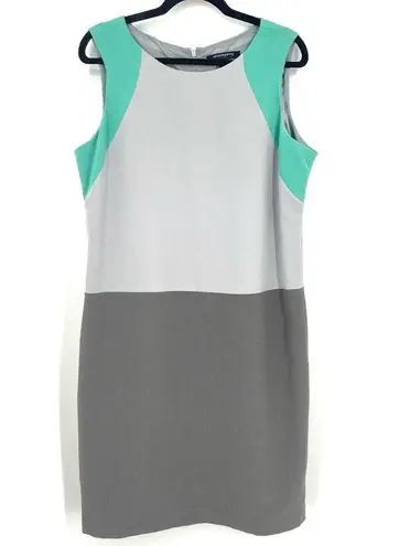 Sharagano Career Sheath Dress Size 14 Colorblock Mint green & Gray plus