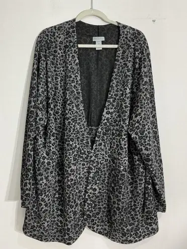 Womans Maggie Barnes For Catherines Leopard Print Long Sleeve Cardigan 3x Plus
