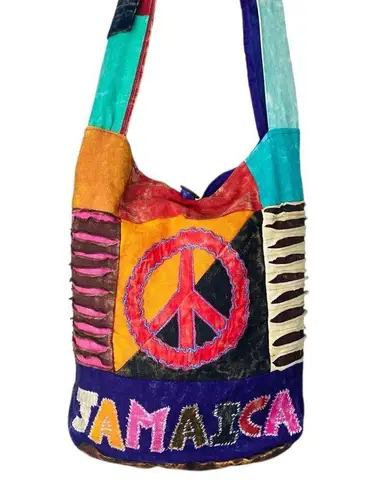Beach Angels NWT Jamaica Peace Sign Hippie Festival Colorful Crossbody Bag