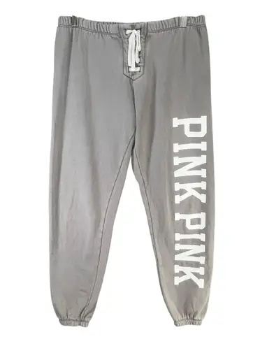 Victorias Secret Pink Jogger Sweatpants S Gray Logo Lounge Sporty Casual Y2K