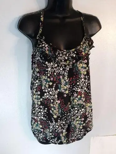 julie's closet black floral racerback tank top