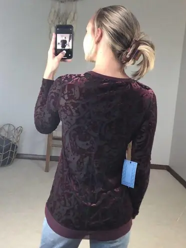 Simply Vera : Velvet and Mesh Maroon Long Sleeve