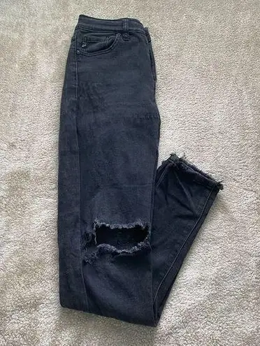 KanCan Black Mid Rise Distressed Knees Zipper Fly Jeans Size undefined