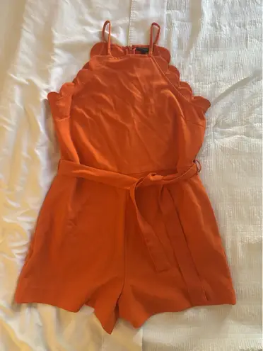Victoria Beckham x Target Orange Romper Scalloped Shorts Tie Waist Chic Medium - Image 1