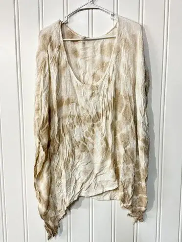 Elan Kamono Cream Tie Dye Spiral Oversized Lightweight Knit Poncho Cover Up OS