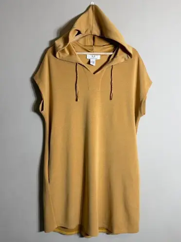 Magaschoni Hooded Sweatshirt Mini Dress Women's Large Gold Sleeveless Casual