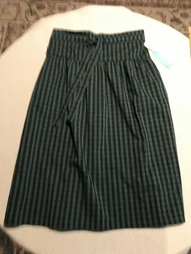 Draper James RSVP Plaid Paperbag Waist Long Plaid Navy Green Cotton Skirt sz L