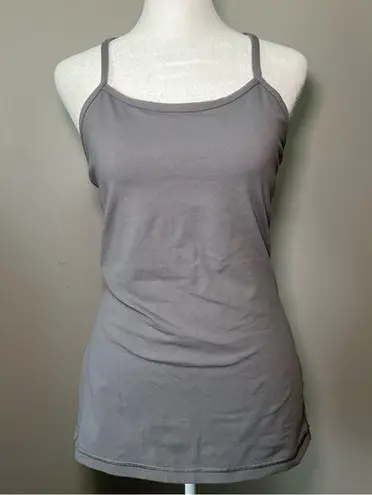 Lululemon Power Y Tank Top Stretch Built in Bra Slate Size 6 Yoga Gym Athletic