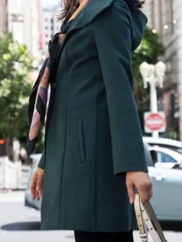 Betabrand • All Day Coat hooded jacket wrap asymmetrical Forest Green