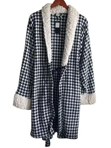 Just Love Women Belted Robe L Houndstooth Plush Cozy Warm Leisure Lounge Mdi New