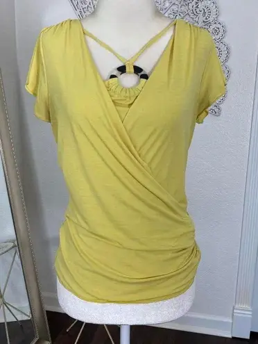I.N. San Francisco Vintage Y2K Light Yellow Made in USA Halter Wrap Baby Tee Top Size M