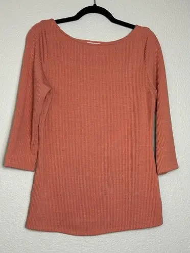 Andrea Jovine Women's Top M Warm Soft Orange Ribbed Boat Neck Soft Casual Comfy Size M