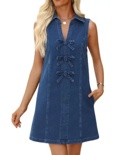 NWT Denim Sleeveless V Neck A