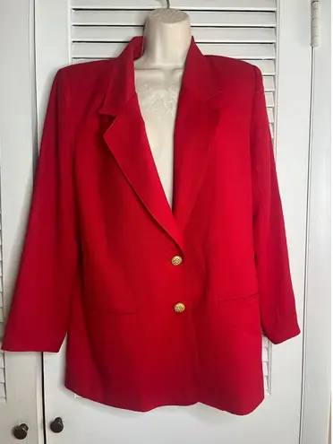 Alfred Dunner Vintage 80s Women's Red Blazer Gold Buttons Size 8 Shoulder Pads