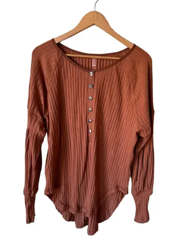 Free People Movement Free People Bella Layer Slouchy Oversized Ribbed Long Sleeve Tunic Top Size M