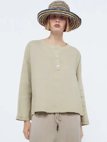 ZARA NWT  BUTTON UP LINEN SHIRT LAGENLOOK XS FITS LIKE MEDIUM