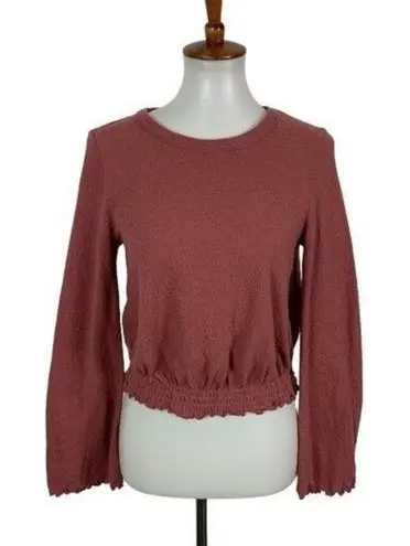 Madewell  Texture & Thread XXS Pink Cropped Pullover Top Boho Cozy Knit Crewneck - Image 1