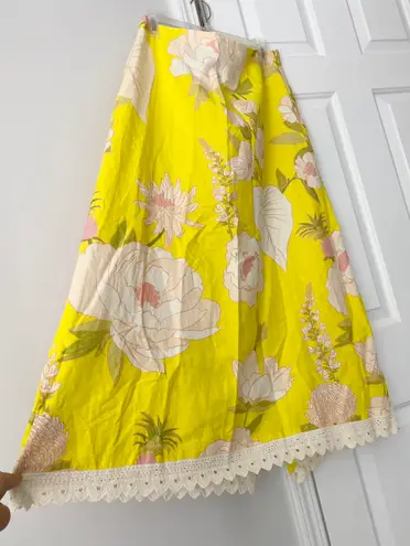 Farm Rio Garden Linen Blend Wrap Skirt, Size L