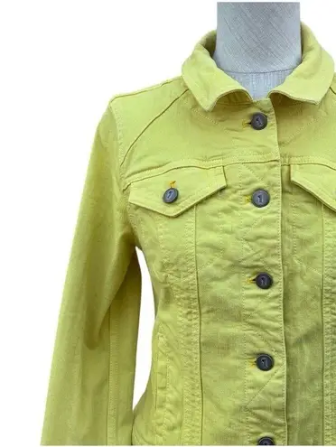 Pilcro and the Letterpress Canary Yellow Cropped Denim Jacket Button Up Small
