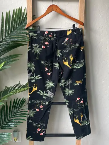 Old Navy Pixie Ankle Pants Women Size 10 Stretch Black Safari Animal Palm Pant