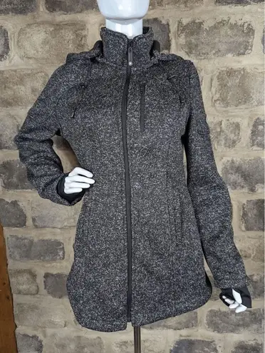 HFX Halifax High Performance Hooded Luna Black Gray Knit Full Zip Jacket Size M